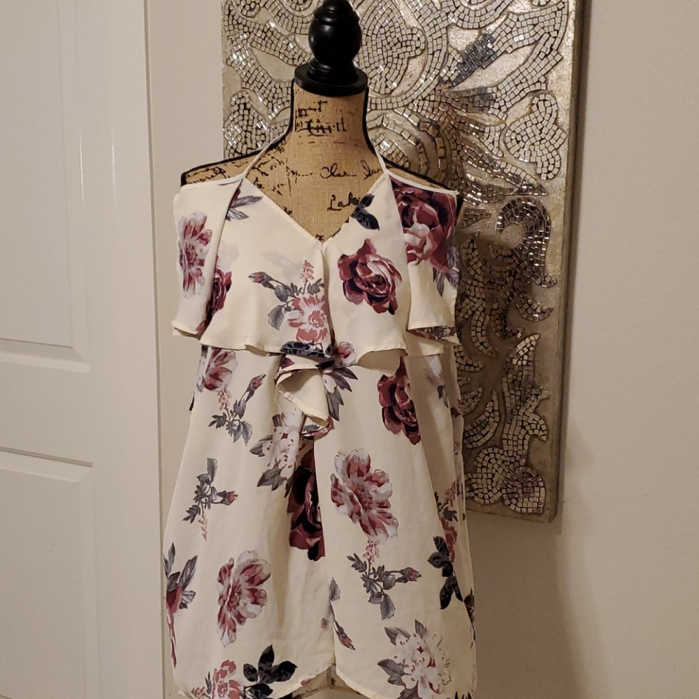 Floral chiffon halter top